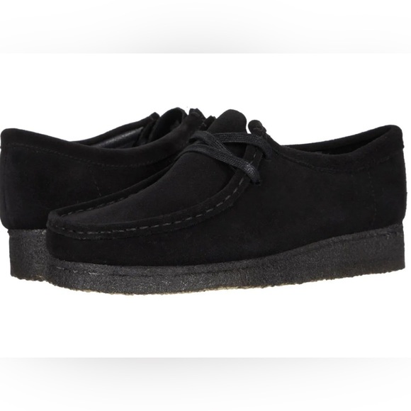 Clarks Mens Low top Suede Wallabee Shoes Black - Picture 1 of 4